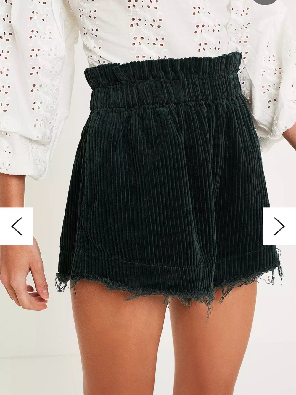 Urban Outfitters Black High-Waist Corduroy Shorts In Beautiful Emerald Green